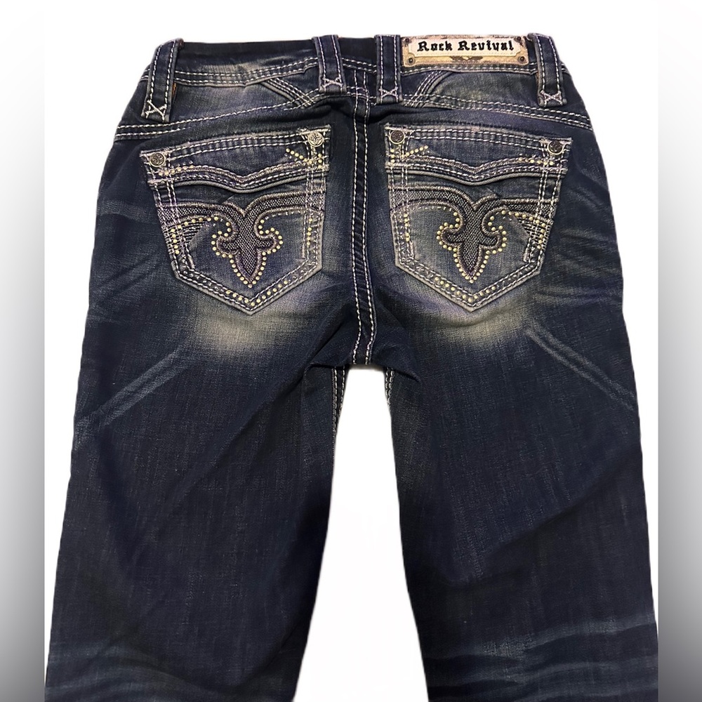NWT Rock Revival Jeans Allete Skinny Women’s Size 24 Inseam 28 Dark Blue Denim